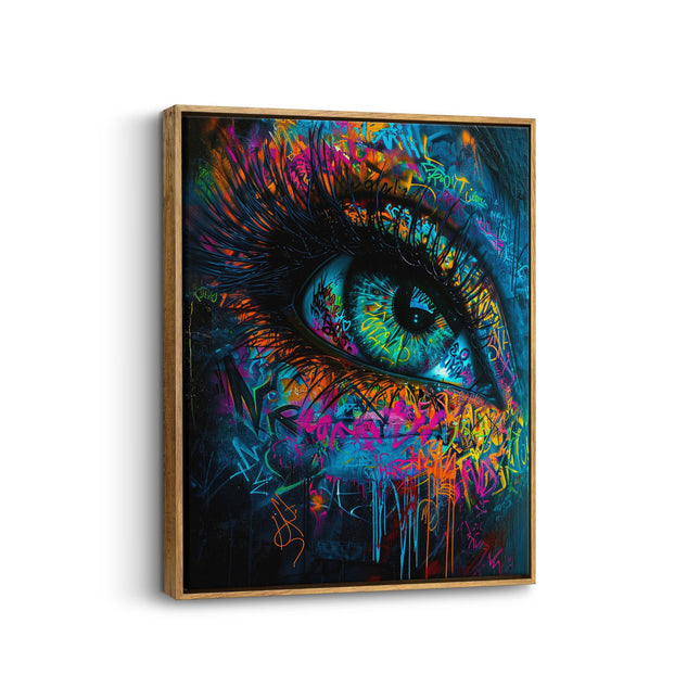 Neon Gaze Abstract Eye Canvas Art Frame