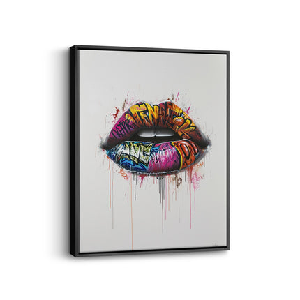 Graffiti Kiss Lips Canvas Art Frame