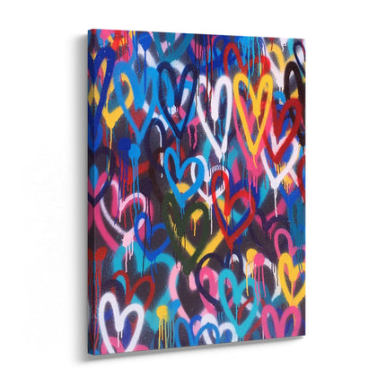 Neon Hearts Graffiti Canvas