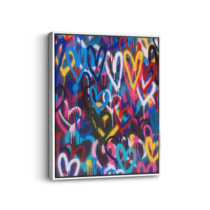 Neon Hearts Graffiti Canvas