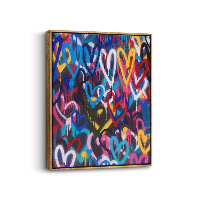 Neon Hearts Graffiti Canvas