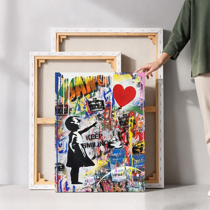 “Keep Smiling” Street Pop Graffiti Canvas