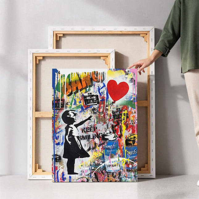 “Keep Smiling” Street Pop Graffiti Canvas