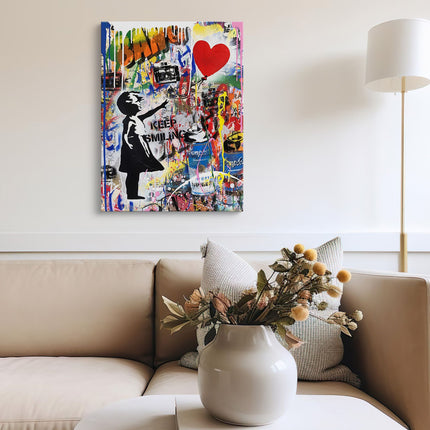 “Keep Smiling” Street Pop Graffiti Canvas