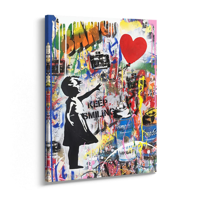 “Keep Smiling” Street Pop Graffiti Canvas