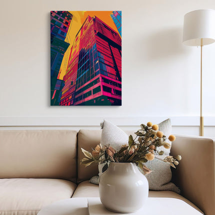 Neon Skyline Modern City Skyscraper Canvas