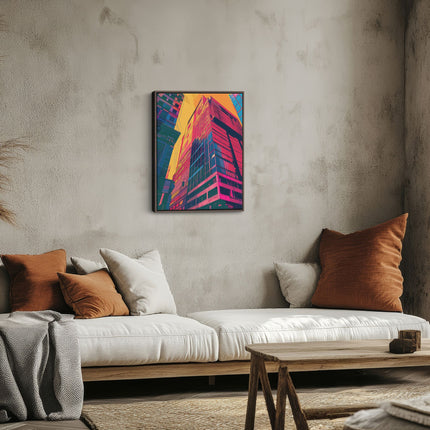 Neon Skyline Modern City Skyscraper Canvas
