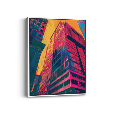 Neon Skyline Modern City Skyscraper Canvas