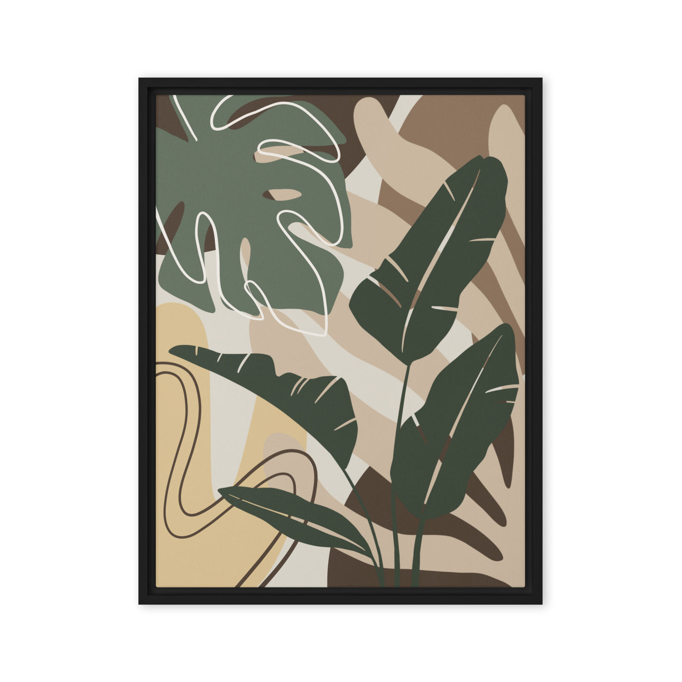 Tropical Touch framed canvas wall art with lush leaves