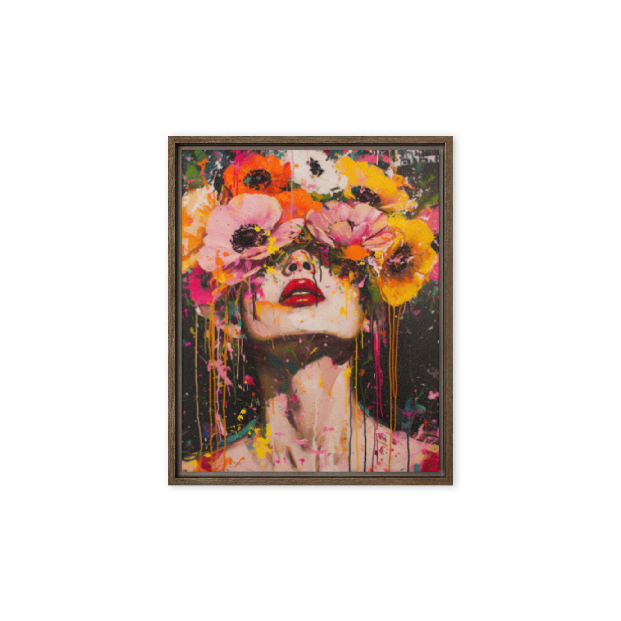 Vibrant Visage: Bold Floral Fantasy Wall Art