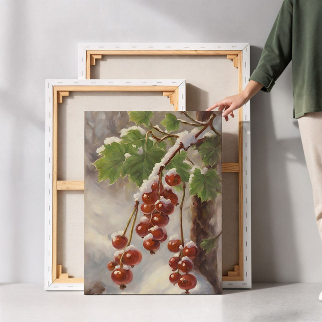 Red Currants in Snow Original Canvas