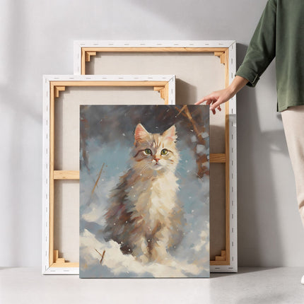 Curious Snow Cat Canvas Art