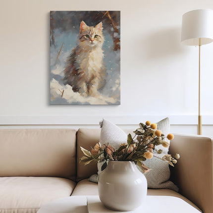 Curious Snow Cat Canvas Art
