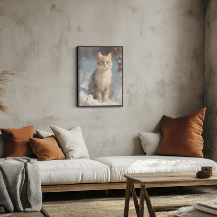 Curious Snow Cat Canvas Art