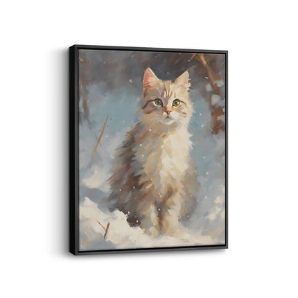 Curious Snow Cat Canvas Art