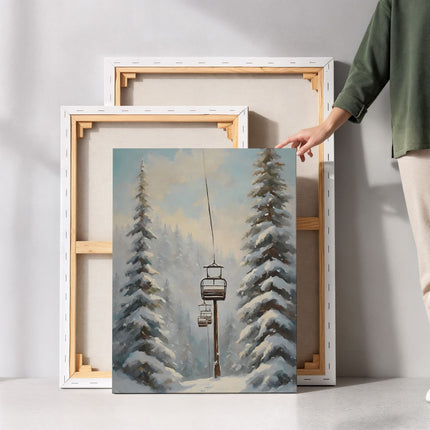 Alpine Chairlift Winter Canvas