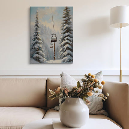 Alpine Chairlift Winter Canvas