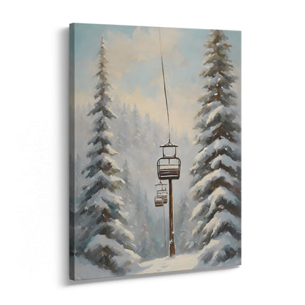 Alpine Chairlift Winter Canvas