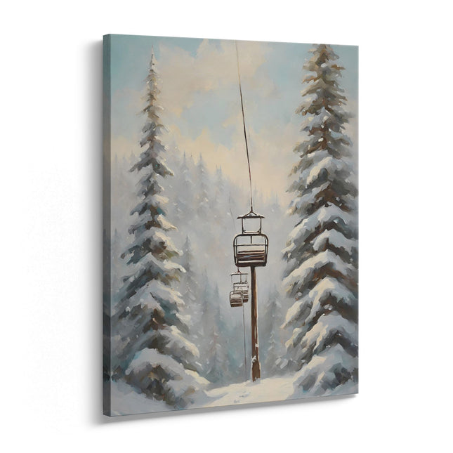 Alpine Chairlift Winter Canvas