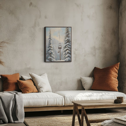 Alpine Chairlift Winter Canvas