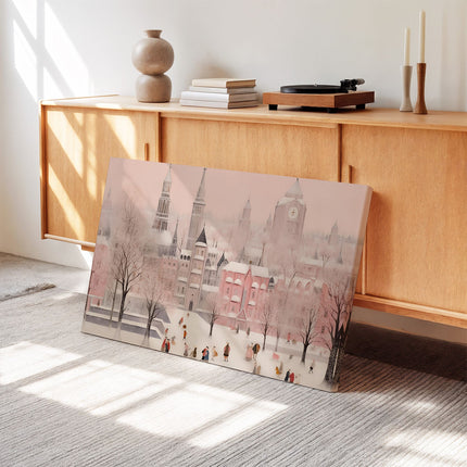 Pink Winter Cityscape Canvas