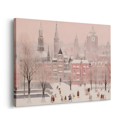 Pink Winter Cityscape Canvas