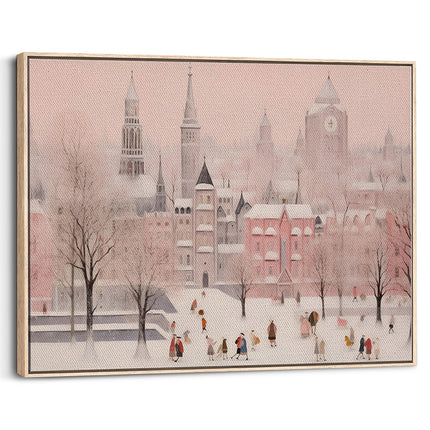 Pink Winter Cityscape Canvas