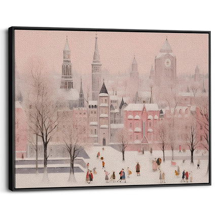 Pink Winter Cityscape Canvas