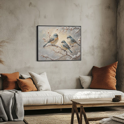 Winter Birds on Snowy Branches Canvas