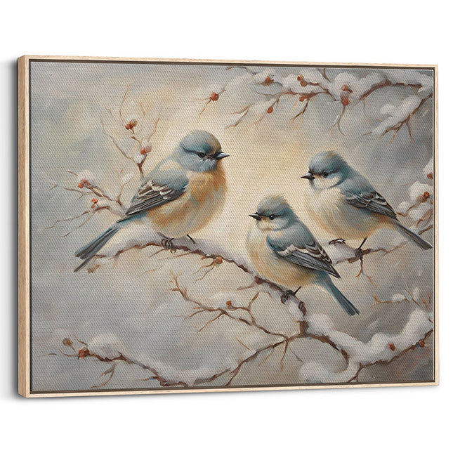 Winter Birds on Snowy Branches Canvas