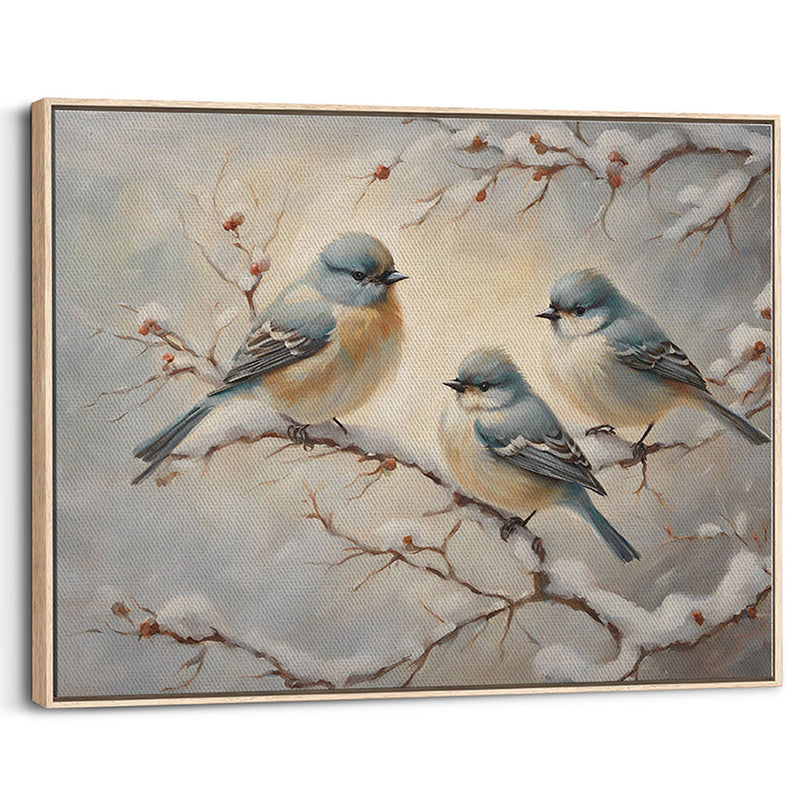 Winter Birds on Snowy Branches Canvas