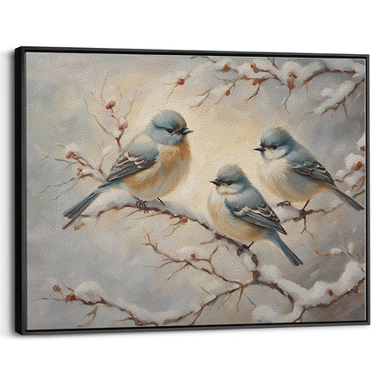 Winter Birds on Snowy Branches Canvas