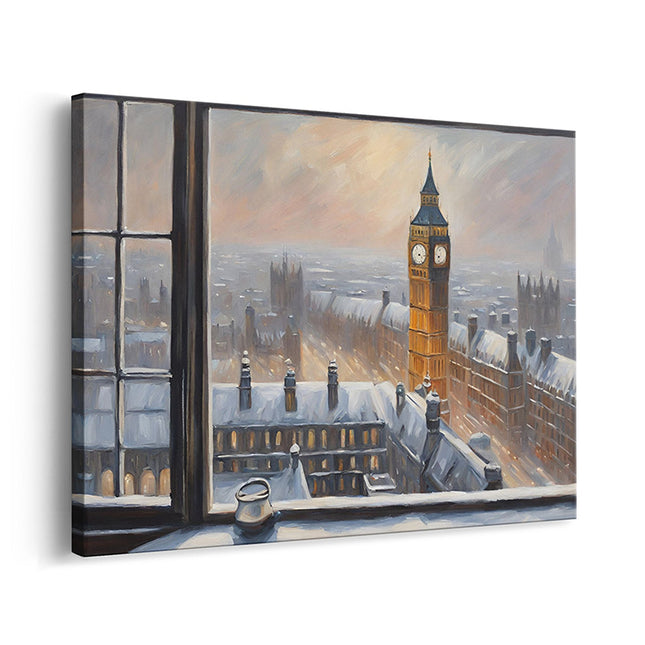 London Big Ben Winter View Canvas