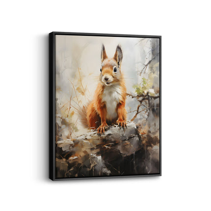 Squirrel on a Log Autumn Woodland Canvas