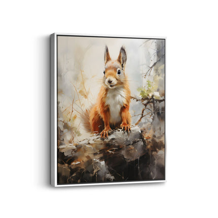 Squirrel on a Log Autumn Woodland Canvas