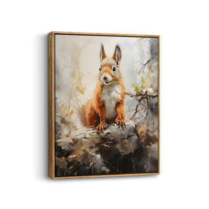 Squirrel on a Log Autumn Woodland Canvas