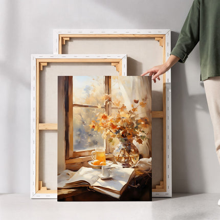Morning Light by the Window Cozy Still Life Canvas