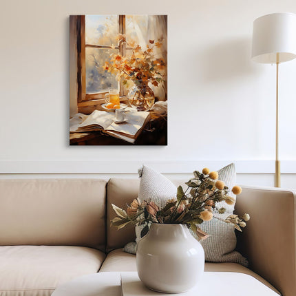 Morning Light by the Window Cozy Still Life Canvas