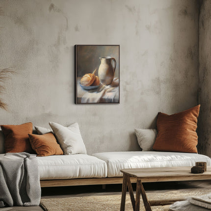 Rustic Jug & Bread Classic Kitchen Still Life Canvas