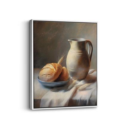 Rustic Jug & Bread Classic Kitchen Still Life Canvas