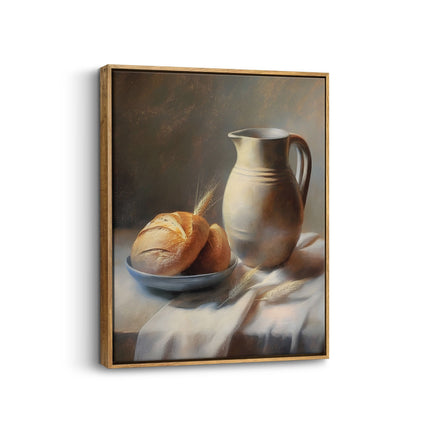 Rustic Jug & Bread Classic Kitchen Still Life Canvas