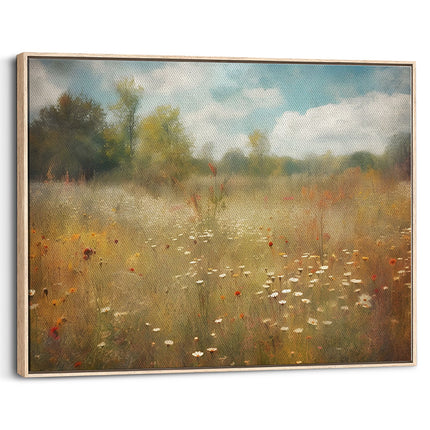 Misty Wildflower Meadow Landscape Canvas