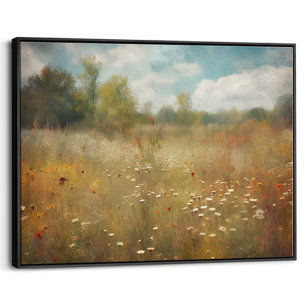 Misty Wildflower Meadow Landscape Canvas