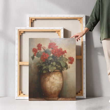 Golden Vase with Autumn Blooms Still Life Canvas