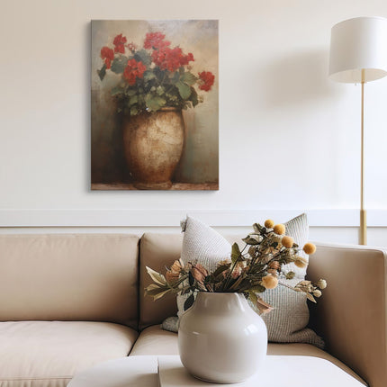 Golden Vase with Autumn Blooms Still Life Canvas
