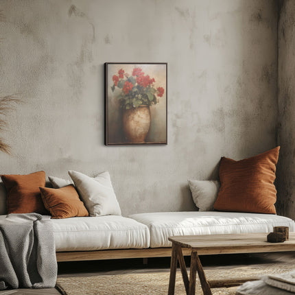 Golden Vase with Autumn Blooms Still Life Canvas