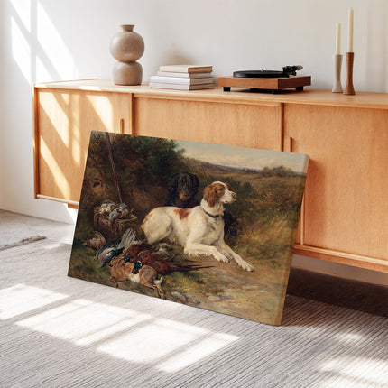 Vintage Hunting Dogs & Game Still Life Canvas