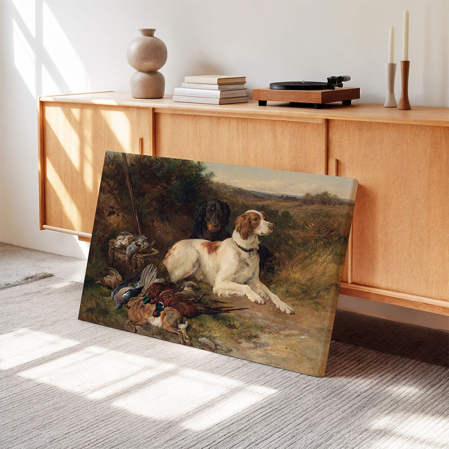 Vintage Hunting Dogs & Game Still Life Canvas