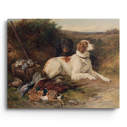 Vintage Hunting Dogs & Game Still Life Canvas