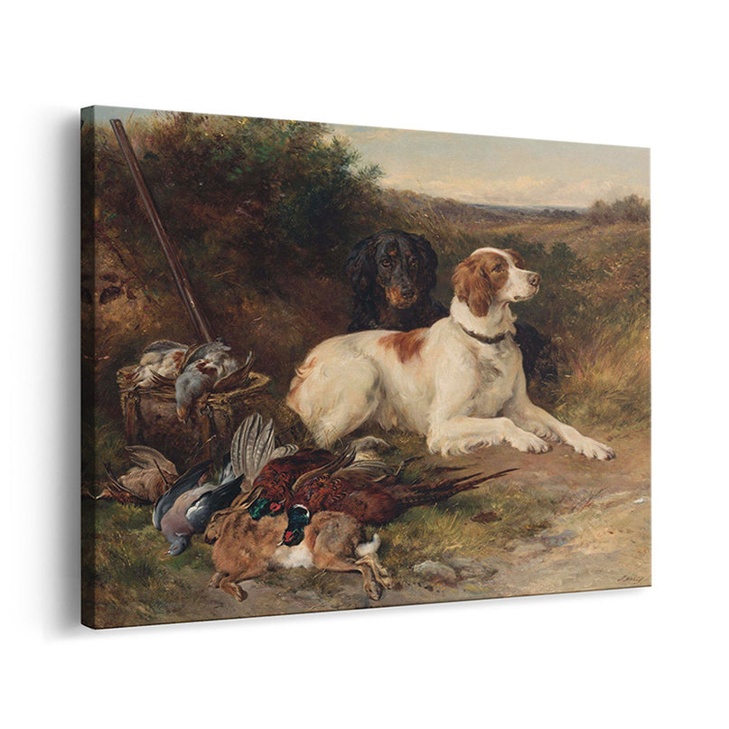 Vintage Hunting Dogs & Game Still Life Canvas